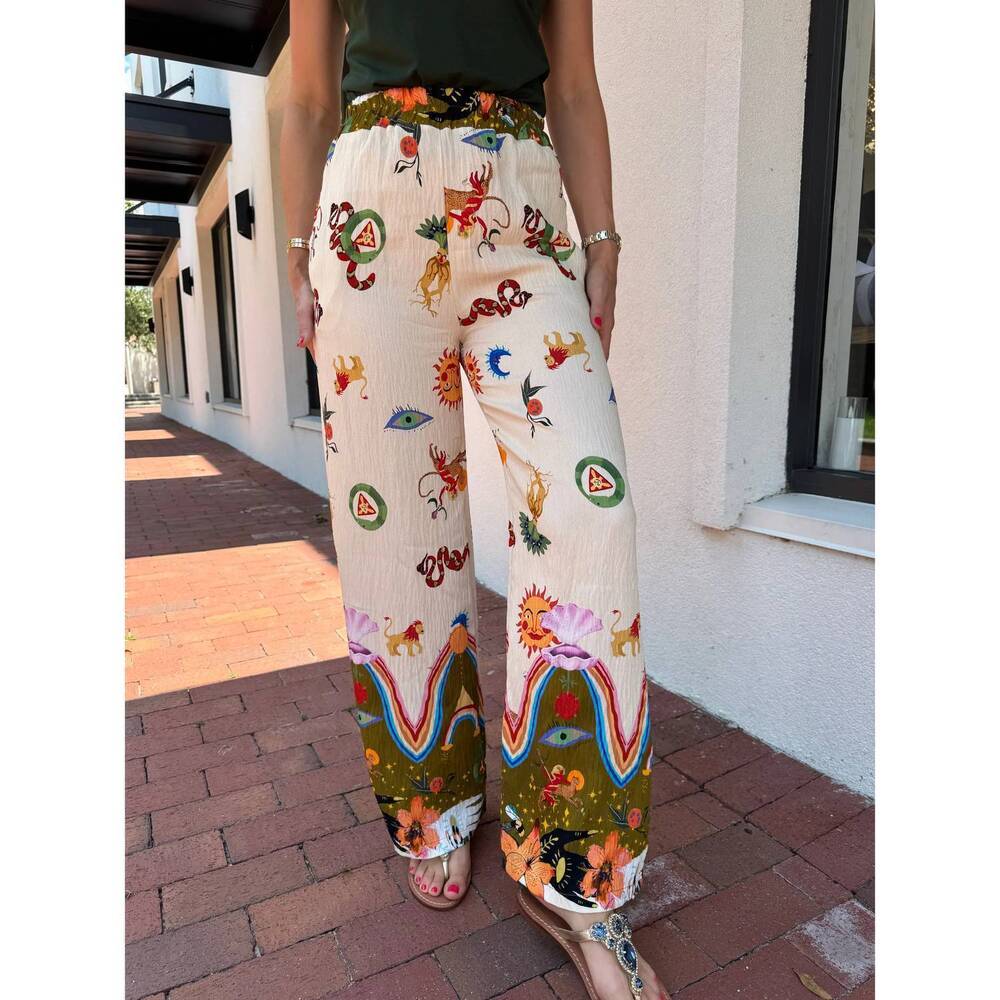 NEW SCANDAL ITALY ilios printed pants in cream